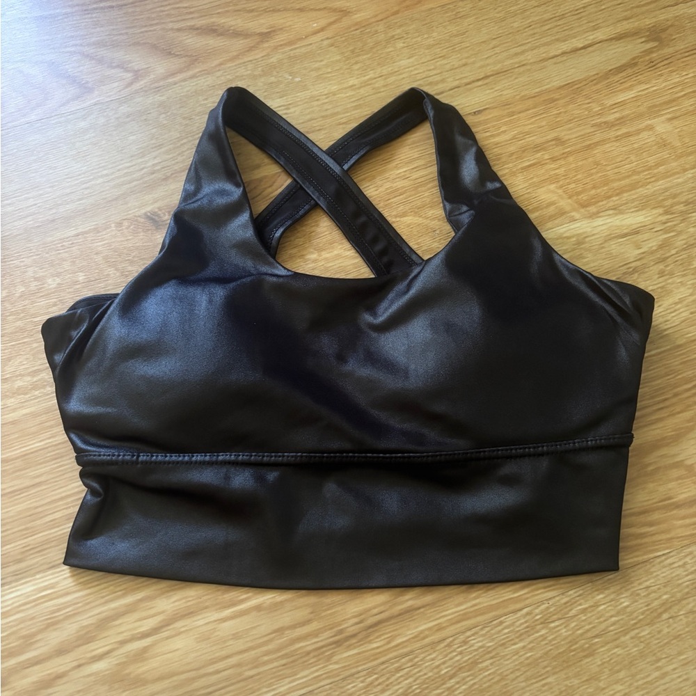 3 for $20 item Black Faux Leather Sports Bra